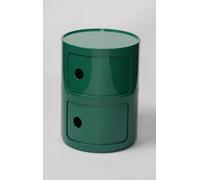 Modern Dark Green Vertical Side Cabinet with Drawers 2-Tier Multi-Function End Table & Storage Sliding Door Bedside Table - Contemporary 2/3/4 Floor Design