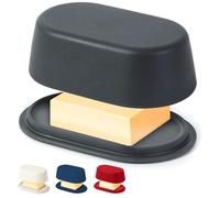 Modern Dark Grey Butter Dish with Lid - Dishwasher Safe - Perfectly Sized for Large European Style Butters