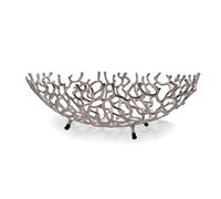 Modern Day Accents 3631 Coralino Oval Coral Bowl, Silver, Decorative Bowl, Room Decor, Fruit Bowl, Bowl for Fillers, Table Decor, Centerpiece Decor, 22.25in