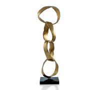 Modern Day Accents 3633 Cadena Gold Ribbon Chain Sculpture, Chain Link Decor, Gold Statue, Room Decor, Home Decor, Table Top, Gold Decor, Office, 24"" H, Gold, Black
