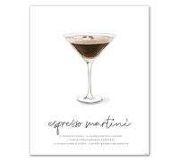 Modern Day Art Espresso Martini Cocktail Wall Art - Illustrated Alcohol Poster with Ingredients - Vintage Bar Poster Wall Decor - UNFRAMED 8x10