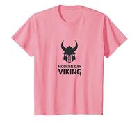 Modern Day Viking Warrior Helmet Graphic Art T-Shirt, Kids, Pink, 3 Years