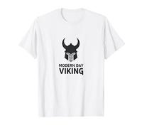 Modern Day Viking Warrior Helmet Graphic Art T-Shirt, Men, White, 6XL