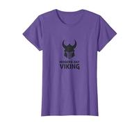 Modern Day Viking Warrior Helmet Graphic Art T-Shirt, Women, Purple Heather, L