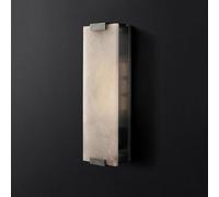 Modern Decoration Marble Wall Sconce White Alabaster Glass Wall Light Long Bar Indoor Natural Stone Gold Wall Mounted Lamp Black Bathroom Vanity Light Fixture for Bedroom Living Room(Dark-46cm)