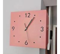 Modern Decorative Art Corner Wall Clock - Double Sided Square Digital Wall Clock in Yellow, Silent & Sensor Luminous for Living Room Decor