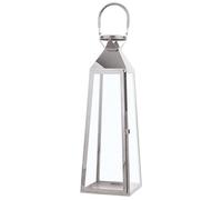 Modern Decorative Candle Lantern Lamp Metal Glass 53 cm Silver Crete