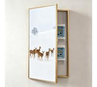 Modern Decorative Circuit Breaker Panel Cover - Wall-Mounted Fuse Box Cabinet with Aluminum Alloy Frame for Home Office Entryway,Gold-l,70 * 140cm