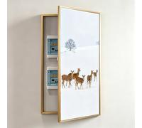 Modern Decorative Circuit Breaker Panel Cover - Wall-Mounted Fuse Box Cabinet with Aluminum Alloy Frame for Home Office Entryway,Gold-r,70 * 140cm