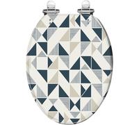 Modern Decorative Geometric Triangle Elongated Resin Toilet Seat Quietly Close Quick Release Hinges Cover Bumpers Easy Install Clean