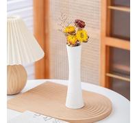 Modern Decorative Hourglass-Shaped Vases for Dry Flower Arrangements - Textured Finish, Lightweight, 21 cm Tall - Minimalist Home Décor Accent (White)