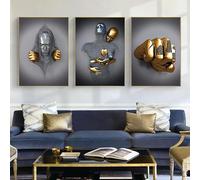 Modern Decorative Painting of Metal 3D, Romantic Art, Embracing Sculpture Decoration Poster, Bedroom, Living Room, Wall Printed Poster of the Main Background, Frameless. (D 3, 40x60cm*3)