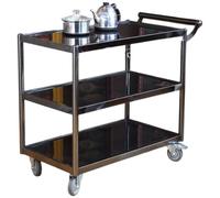 Modern Decorative Rolling Bar Cart, 3 Layer Smoke Tempered Glass Drinks Cart, Mobile Tea Food Serving Trolley with Lock Wheels for Living Room Home Bar(D)