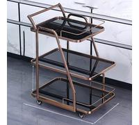 Modern Decorative Rolling Bar Cart, 3 Layer Smoke Tempered Glass Drinks Cart, Mobile Tea Food Serving Trolley with Lock Wheels for Living Room Home Bar(J)