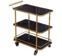 Modern Decorative Rolling Bar Cart, 3 Layer Smoke Tempered Glass Drinks Cart, Mobile Tea Food Serving Trolley with Lock Wheels for Living Room Home Bar(C)