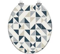 Modern Decorative Round Triangle Geometric Resin Toilet Seat Quiet Close Quick Release Hinges Cover Bumpers Easy Install Clean