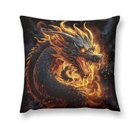 Modern Decorative Throw Pillow Cover 16 "x16 Soft Plush Pillow Case Fire Chinese Dragon Farmhouse Cushion Cover with Hidden Zipper for Couch Sofa Bed Outdoor Home Decor