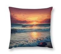 Modern Decorative Throw Pillow Cover 24 "x24 Soft Plush Pillow Case Sunset Seaside Farmhouse Cushion Cover with Hidden Zipper for Couch Sofa Bed Outdoor Home Decor
