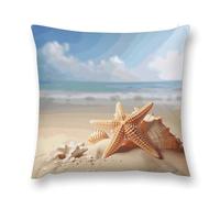 Modern Decorative Throw Pillow Cover 26 "x26 Soft Plush Pillow Case Summer Starfish Seashell Farmhouse Cushion Cover with Hidden Zipper for Couch Sofa Bed Outdoor Home Decor