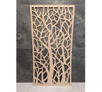 Modern Decorative Wooden Panel, Laser Cut MDF Radiator Cover Grille, Wall Divider, 1200mm x 620mm x 3mm, Primed White and unprimed 0027 (Unprimed raw MDF)