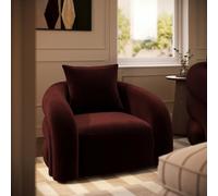 Modern Deep Red Velvet Armchair with Cushion - Zuri