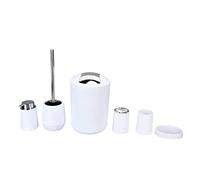 Modern Design 6 Piece Bathroom Accessories Set Hotel Style Plated Washbasin Cup Toothbrush Holder Waste Bin Soap Dish Toilet Brush Holder Soap Dish Set Grey White