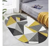 Modern Design Area Rug Oval Anti-Slip Carpet Washable carpet aesthetic room decorations rugs Living Room Accessories Geometric Triangle Yellow-grey 60 x 90 cm