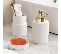 Modern Design Feihe Red 5-piece Bathroom Accessories Set Soap Dispenser Toothbrush Holder Tooth Cup Soap Dispenser Suitable for Bathroom Home Decoration Red One Size