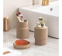 Modern Design Feihe Red 5-piece Bathroom Accessories Set Soap Dispenser Toothbrush Holder Tooth Cup Soap Dispenser Suitable for Bathroom Home Decoration Red One Size
