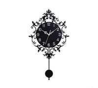Modern Design Wall Clock Battery Operated Non Ticking for Living Room Silent Decorative Clock with Large Visible Numbers for Various Rooms (With Pendulum)