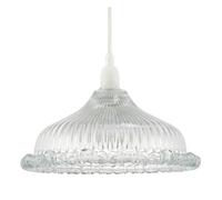 Modern Designer Clear Line Ribbed Glass Pendant Ceiling Lighting Shade with Moulded Rippled Edge | E14 only | 12cm x 25cm by Happy Homewares