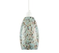 Modern Designer Duck Egg and Brown Marble Speckle Effect Glass Cylindrical Pendant Lighting Shade | 20cm x 12cm by Happy Homewares