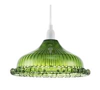 Happy Homewares Modern Line Ribbed Glass Pendant Lighting Shade with Moulded Edge in Emerald Happy Homewares Emerald