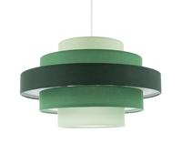 Modern Designer Five Tier Pendant Lighting Shade with Various Green Cotton Fabric Rings | 35cm Diameter by Happy Homewares