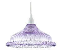 Modern Designer Lilac Purple Line Ribbed Glass Pendant Ceiling Lighting Shade with Moulded Rippled Edge | E14 only | 12cm x 25cm by Happy Homewares