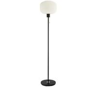 Happy Homewares Modern Matte Black Floor Lamp with Opal White Glass Shade and Pull Switch