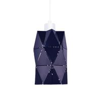 Modern Designer Midnight Blue Gloss Metal Pendant Shade with Diamond Shaped Cut Outs | 24cm x 14cm by Happy Homewares