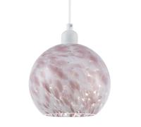 Modern Designer Pink and Opal White and Clear Snowflake Glass Ball Pendant Ceiling Lamp Shade | 11w Maximum | 15cm x 19cm by Happy Homewares