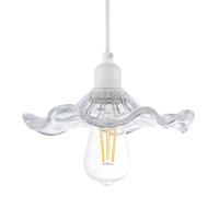 Modern Designer Ribbed Clear Glass Pendant Lighting Shade with Wavy Ruffled Edge | 6cm x 23cm | Chic Curving Etched Lines by Happy Homewares