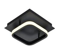 Modern Designer Square Strip LED Ceiling Lighting Fitting in Matte Black | 12w Power | 3000k Warm White Colour | 576 Lumens | IP20 Rated by Happy Homewares