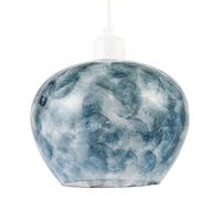 Modern Designer Steel Blue and Silver Glass Pendant Ceiling Light Shade with Unique Swirl Brush Effect | 17cm x 22cm by Happy Homewares