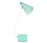 Modern Designer Style Mint Green & White Table Lamp with a Tapered Mesh Shade