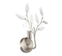 Modern Designer Tree Birch Satin Nickel Plated Wall Light Fixture with Clear Acrylic Leaves | 1 x 7w E14 | 30cm x 36cm x 15cm by Happy Homewares