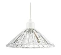 Modern Designer Vertical Fluted Thick Clear Glass Pendant Ceiling Lighting Shade | Produces Soft Linear Reflections | 25cm x 9cm by Happy Homewares