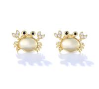 Modern Designs Funny Crab Stud Earrings S925 Sterling Silver For Women