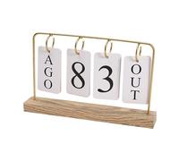 Modern Desk Calendar - Standing Display for Organization | Metal Frame with Wooden Base, Perpetual Date Tracker, Compact Size Design, Stylish Accent Piece, Perfect for Farmhouse