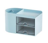 Modern Desk Organizer, Plastic Table Organizer With 2 Drawer, Multifunctional Desktop Holder for School, Office, Home (blue)