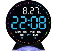 Modern Digital Alarm Clock, Electric Battery Alarm Clock With Time Date Temperature Snooze Brightness Adjustable For Home Use, 15x15x4cm(5521 Black)