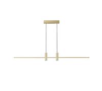 Modern Dimmable Brushed Gold LED Linear Pool Table Light Chandelier for Dining Room Kitchen Island Industrial Hanging Lamp with Black Strip Spotlight