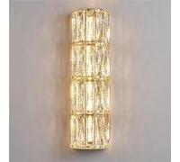 Modern Dimmable Crystal Wall Sconce with 4 Lights, Luxury Gold Linear Wall Lamp Over Bathroom Vanity Mirror, Long Indoor Wall Mounted Lighting Fixture for Bedroom, Living Room, Hallway, Bedside Decor(